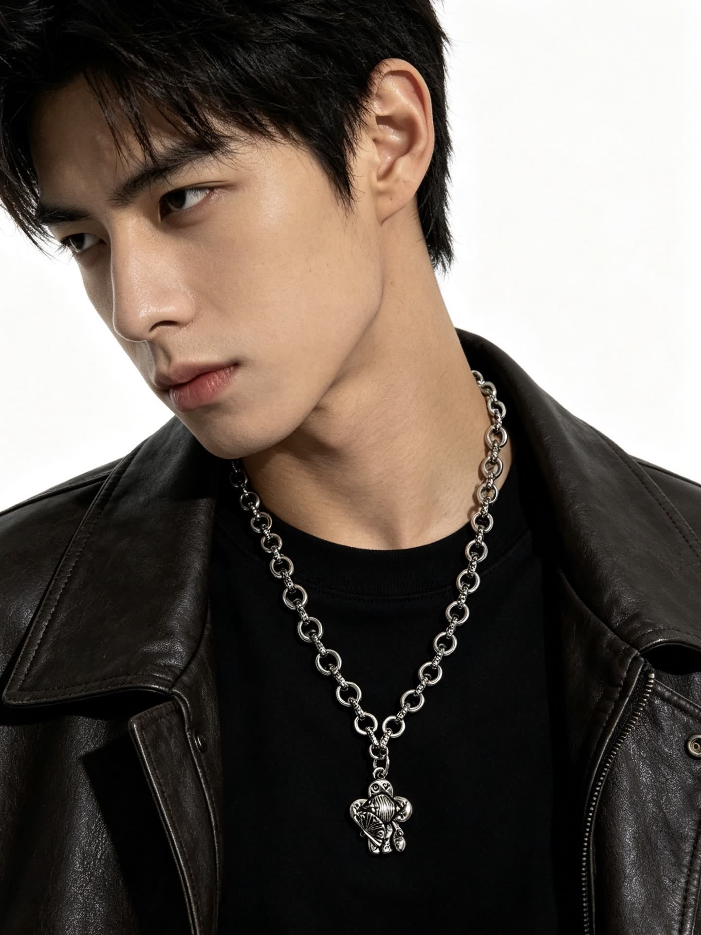Louis Vuitton Silver Chain Necklace with Medallion